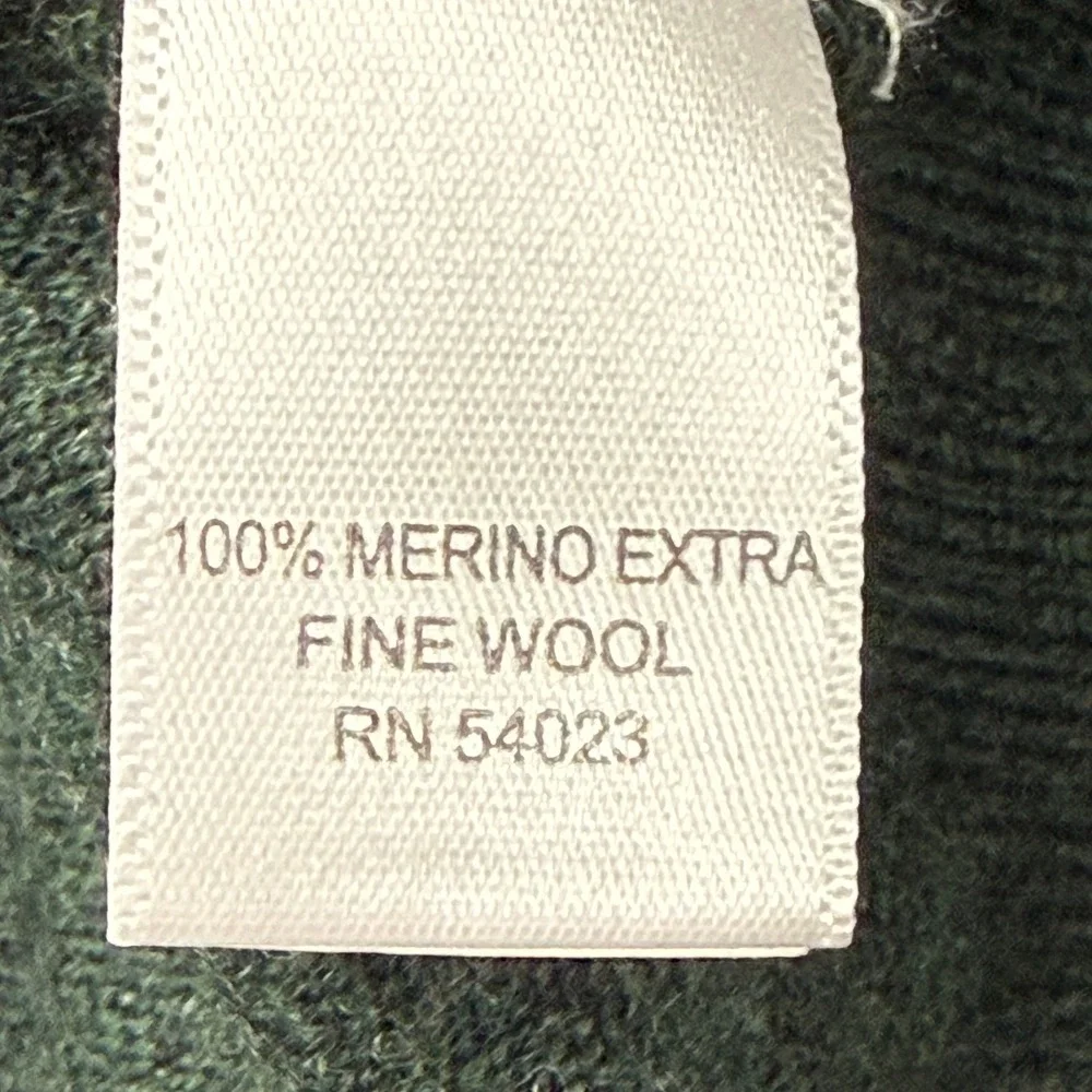 Banana Republic Sweater Mens Large Extra Fine Merino‎ Wool V-Neck Moss Green